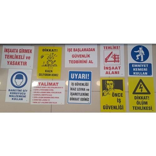 İNŞAAT İKAZ SETİ 10 LU - UYARI LEVHALARI SETİ ( 25 x 35 cm )