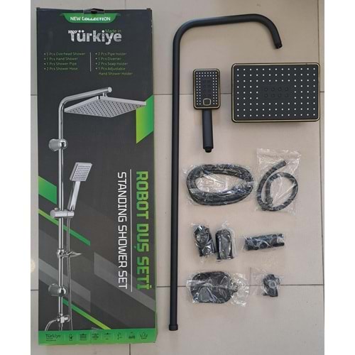 ROBOT DUŞ SETİ - FLAT DUŞ SETİ - DİKDÖRTGEN - SİYAH - ALTIN ÇİZGİLİ