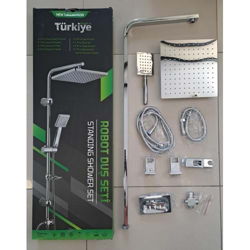 ROBOT DUŞ SETİ - FLAT DUŞ SETİ - 304 KROM - KARE BORU - METAL TEPE VE EL DUŞU
