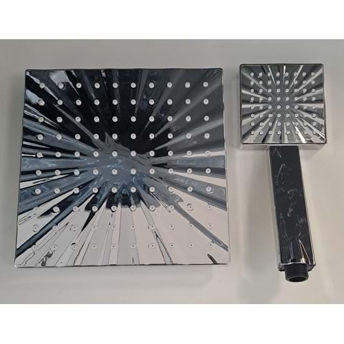 ROBOT DUŞ BAŞLIĞI - FLAT DUŞ BAŞLIĞI - TEPE DUŞ + EL DUŞU - KARE ( KROM ) - ( 19,7 x 19,7 )
