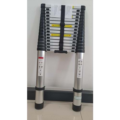 TELESKOPİK MERDİVEN 15 BASAMAKLI (625cm - 6,25 mt ) ( 49 x 9,5 x 104 cm kapalı konum)