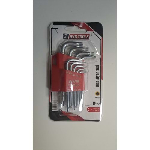 AVB TOOLS 9 LU YILDIZ TORK ALYAN SETİ - KISA TROX ALLEN ANAHTAR SETİ