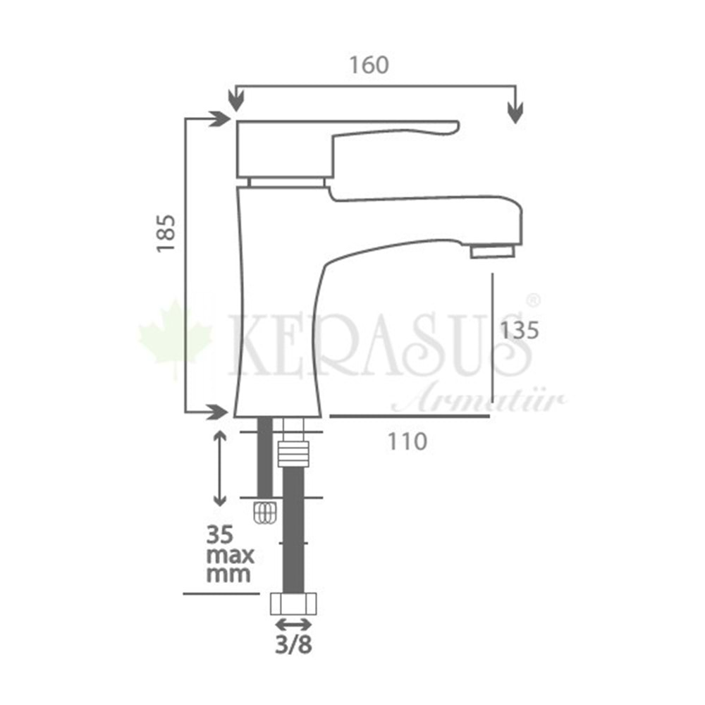 KERASUS SPACE SERİSİ - MİX LAVABO BATARYASI 40Ø