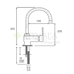 KERASUS SPACE SERİSİ - MİX KUĞU LAVABO BATARYASI 40Ø