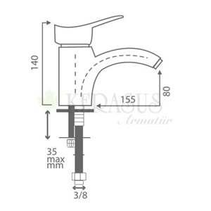 KERASUS MOON SERİSİ - MİX LAVABO BATARYASI 40Ø