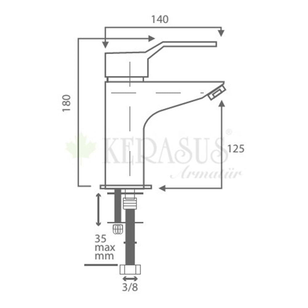 KERASUS MERCURY SERİSİ - MİX UZUN LAVABO BATARYASI 40Ø