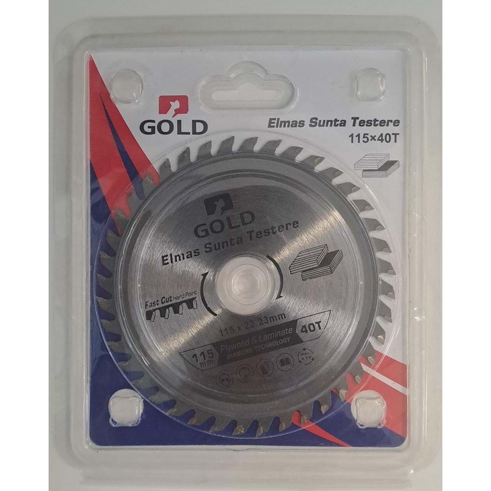 SUNTA - AHŞAP ELMAS DAİRE TESTERE - GOLD ELMAS TESTERE 115 LİK TCT ( 115 mm x 40 T x 22.23 mm )