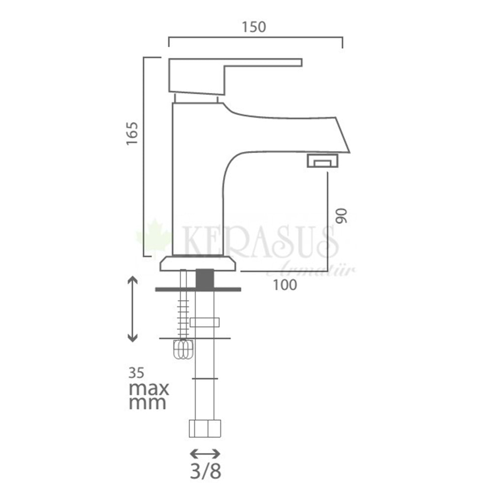 KERASUS SUN SERİSİ - MİX LAVABO BATARYASI 35Ø SARI MAVİ