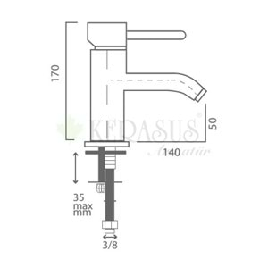 KERASUS RUBY SERİSİ - MİX LAVABO BATARYASI MAT SİYAH 35Ø