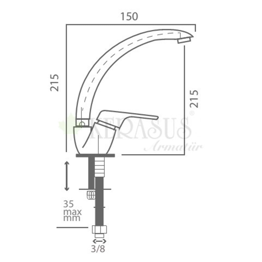 KERASUS LALE SERİSİ - MİX KUĞU LAVABO BATARYASI 35Ø