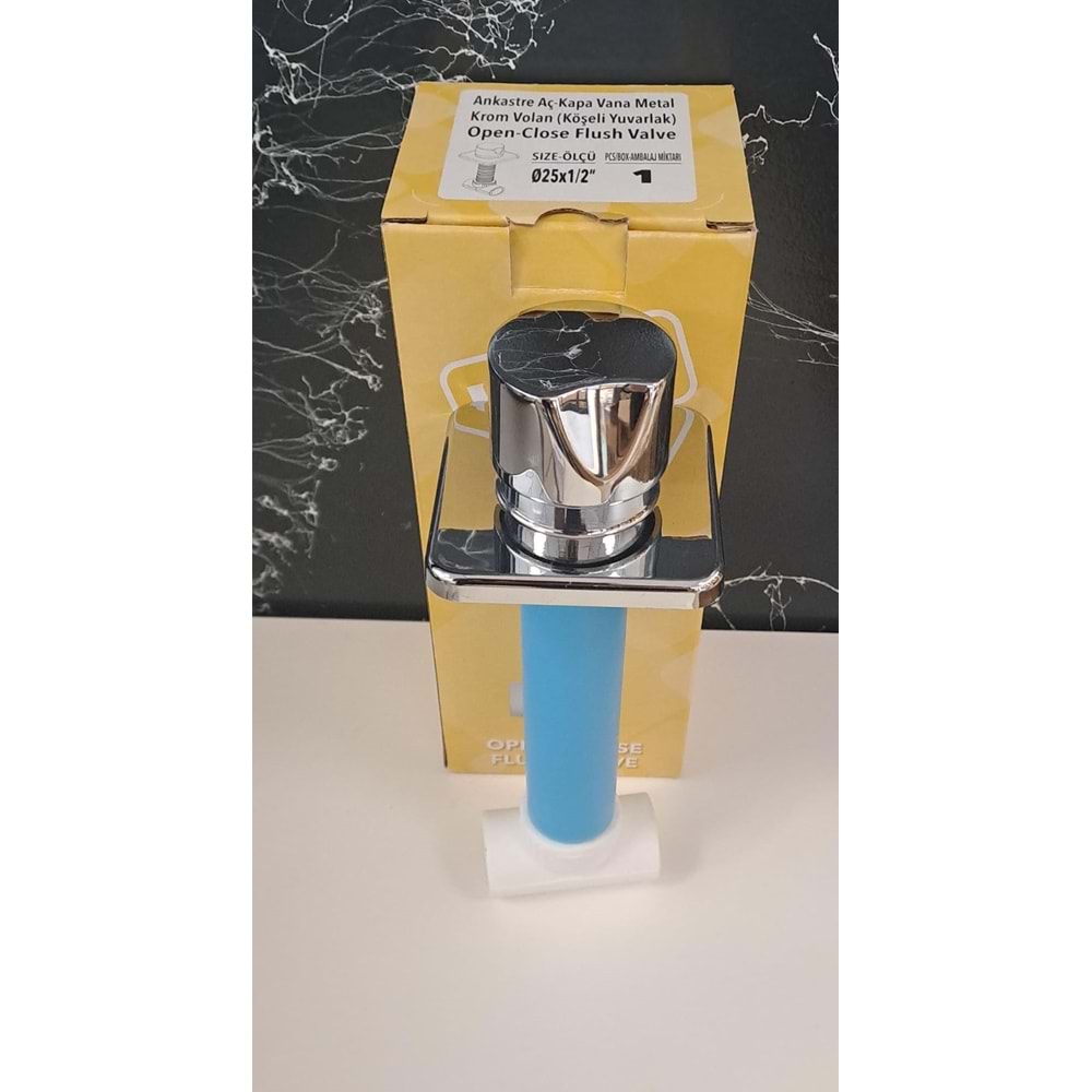 ANKASTRE AÇ KAPA VANA - KÖŞELİ YUVARLAK METAL KROM VOLAN Ø25x1/2