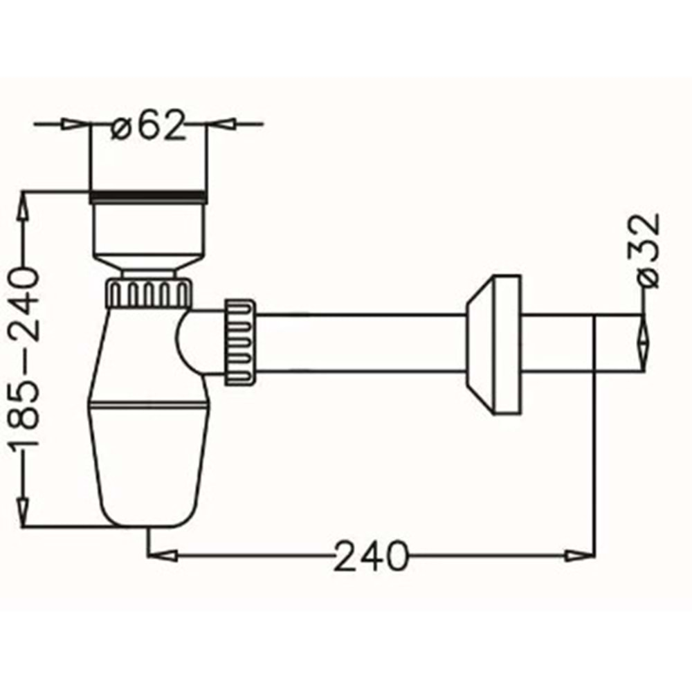JAPAR PİSUAR SİFONU TASLI Ø 32 LİK ÇIKIŞLI