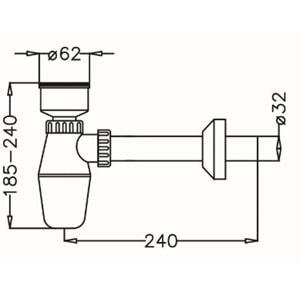 JAPAR PİSUAR SİFONU TASLI Ø 32 LİK ÇIKIŞLI