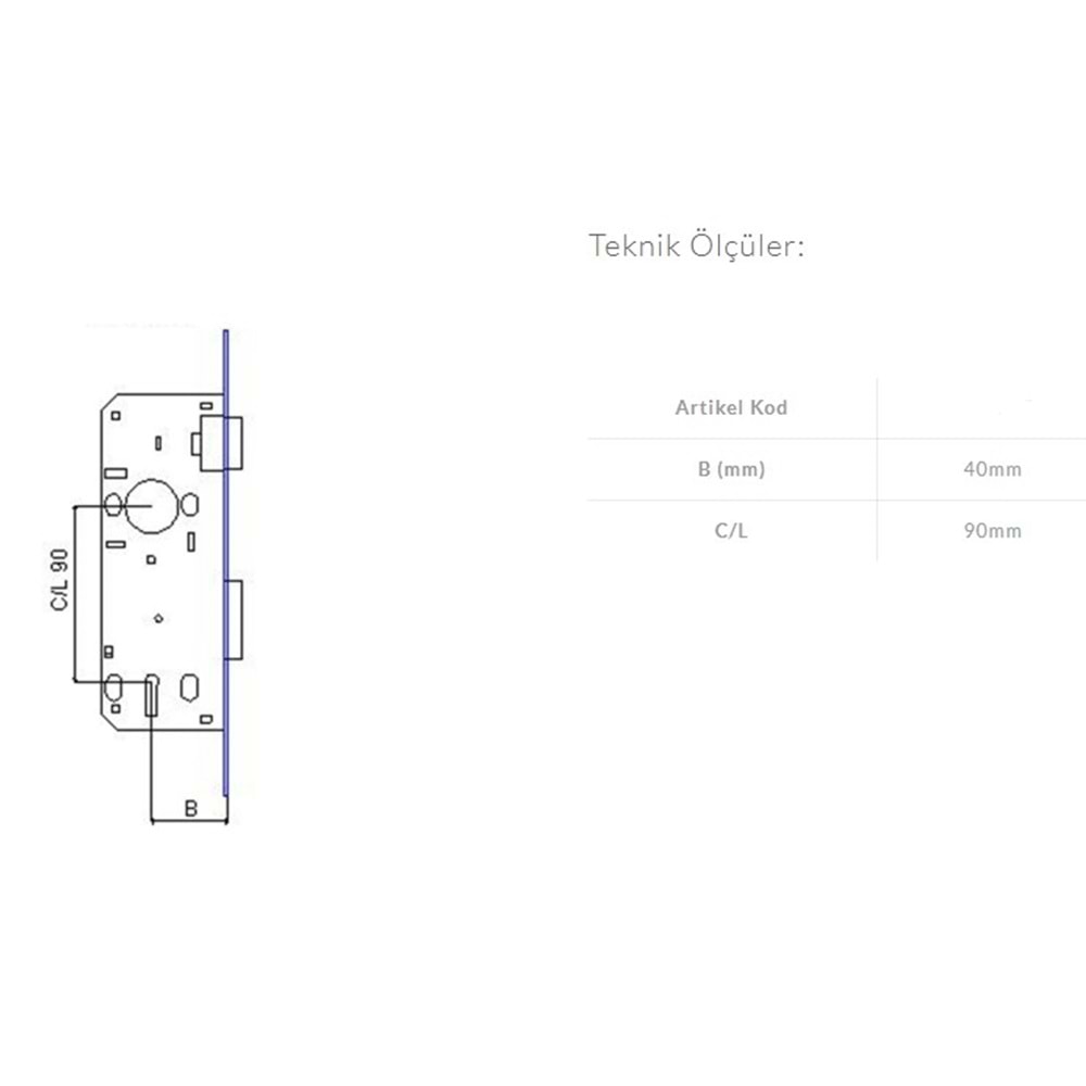 DAF GÖMME STANDART ODA KAPI KİLİDİ - 40 mm