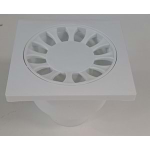 BEYAZ YER SÜZGECİ 10 x 10 cm - Ø 50 ALTTAN ÇIKIŞ YER SİFONU