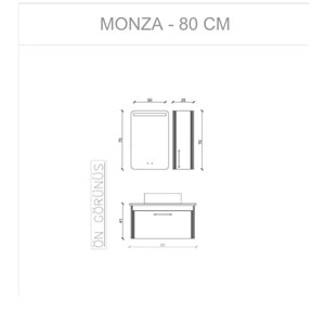 HİLTON BANYO DOLABI - MONZA 80 cm - BEYAZ