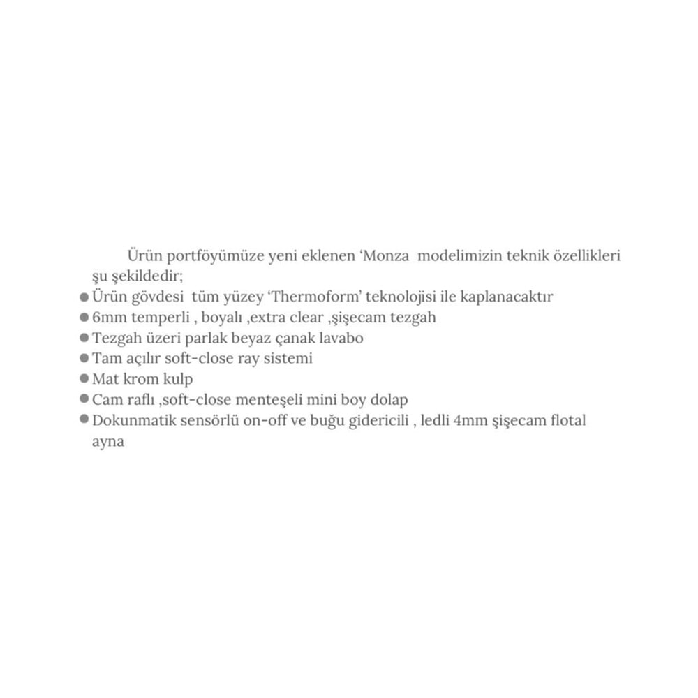 HİLTON BANYO DOLABI - MONZA 80 cm - GRİ