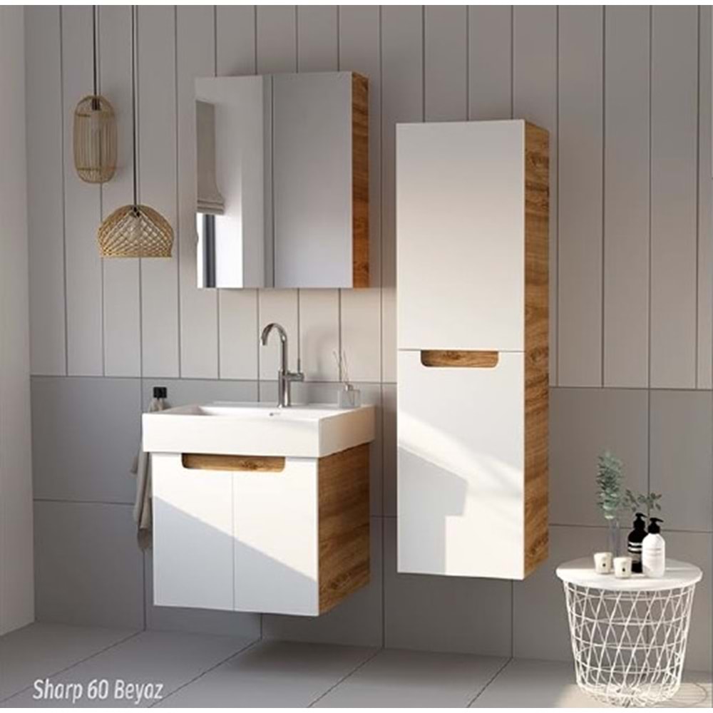 HİLTON BANYO DOLABI - SHARP BOY DOLABI MAT LAKE ROYAL MEŞE / BEYAZ