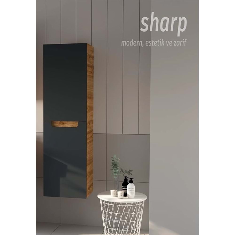 HİLTON BANYO DOLABI - SHARP BOY DOLABI MAT LAKE ROYAL MEŞE / ANTRASİT