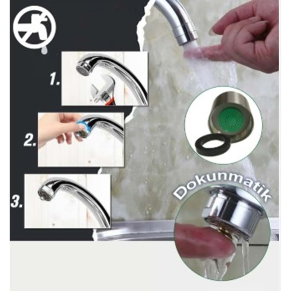 STAR - STOP PERLATÖR DOKUNMATİK TEK TUŞ PERLATÖR DIŞ DİŞ PİRİNÇ - ERKEK