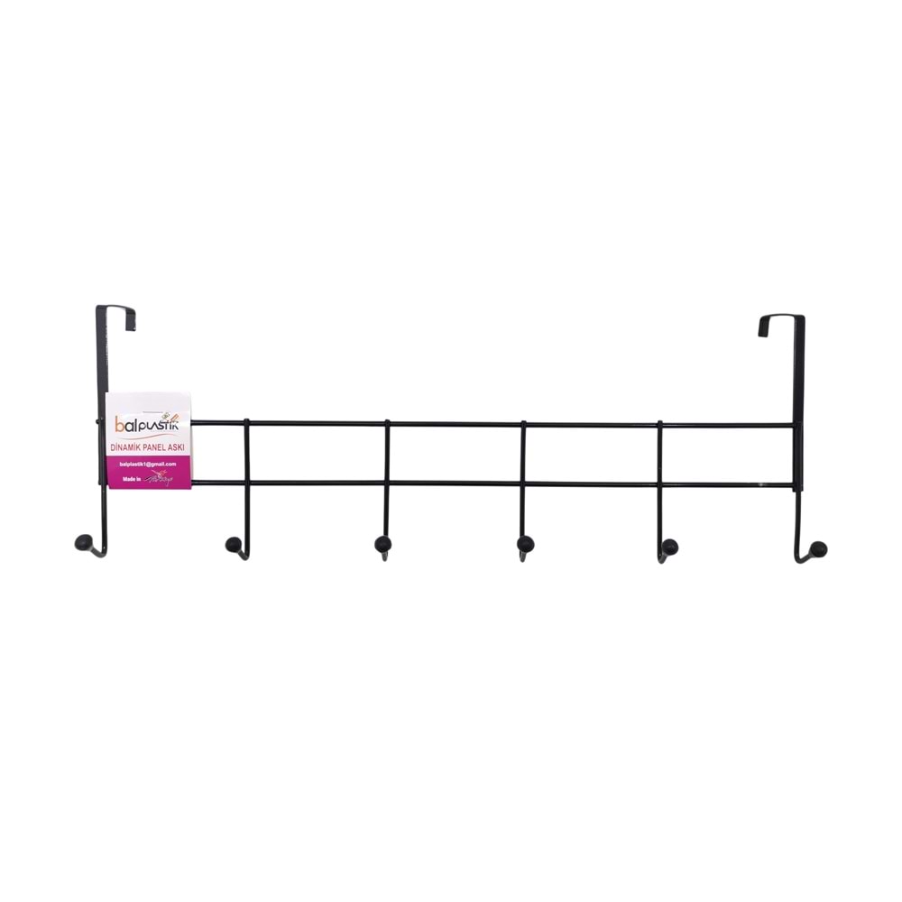 BAL 6 LI DİNAMİK PANEL KAPI ARKASI ASKISI BOYALI SİYAH
