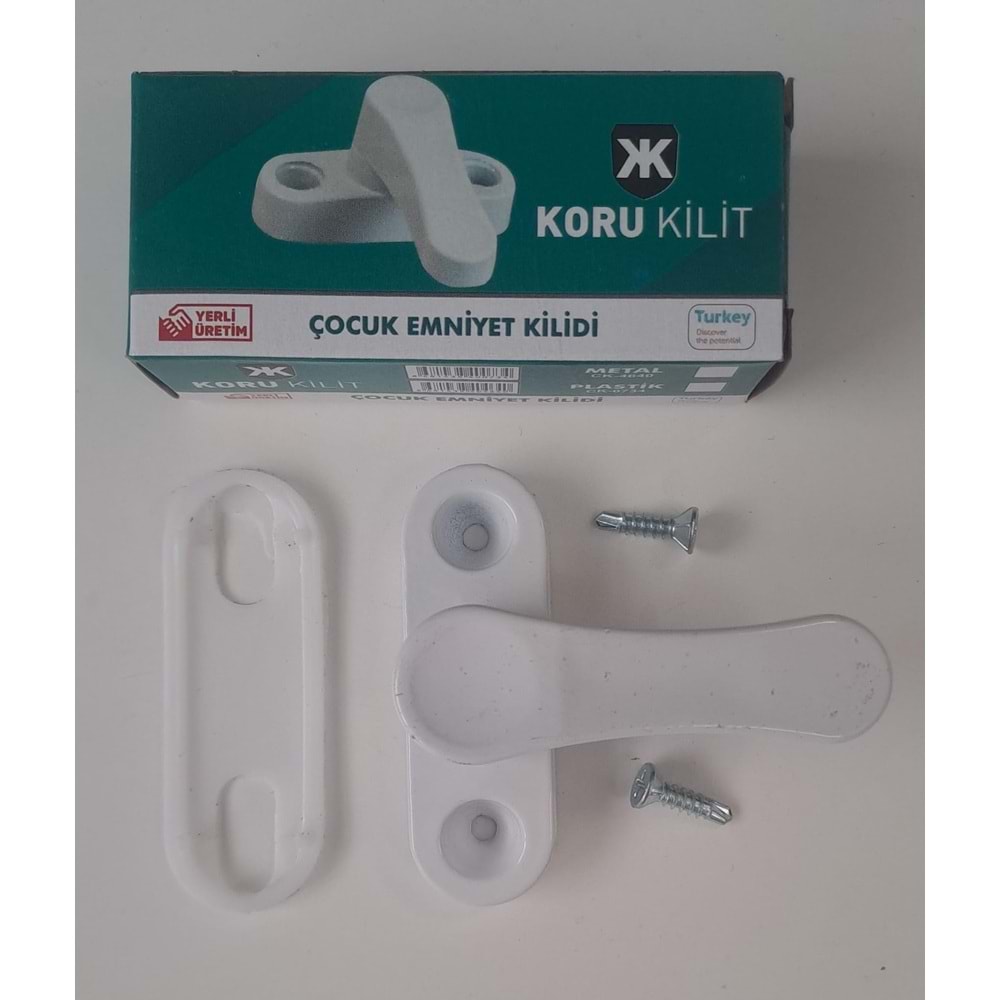 KORU KİLİT ÇOCUK EMNİYET KİLİDİ ZAMAK METAL - BEYAZ