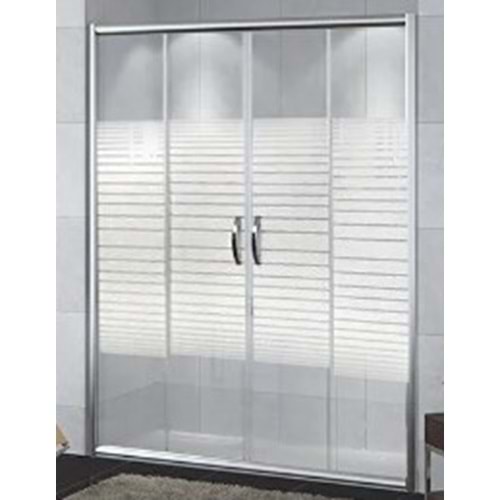 DUŞAKABİN 6mm CAM 2 SABİT 2 ÇALIŞIR 140-160 cm H:190cm - DESENLİ