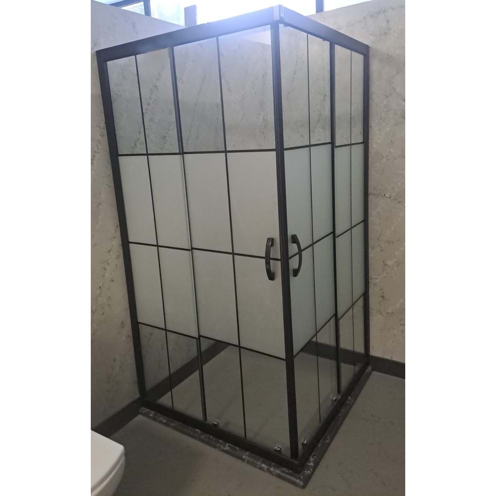 DUŞAKABİN 6mm CAM OVAL 90X90 cm H:190cm - KAROLAJ DESENLİ CAM