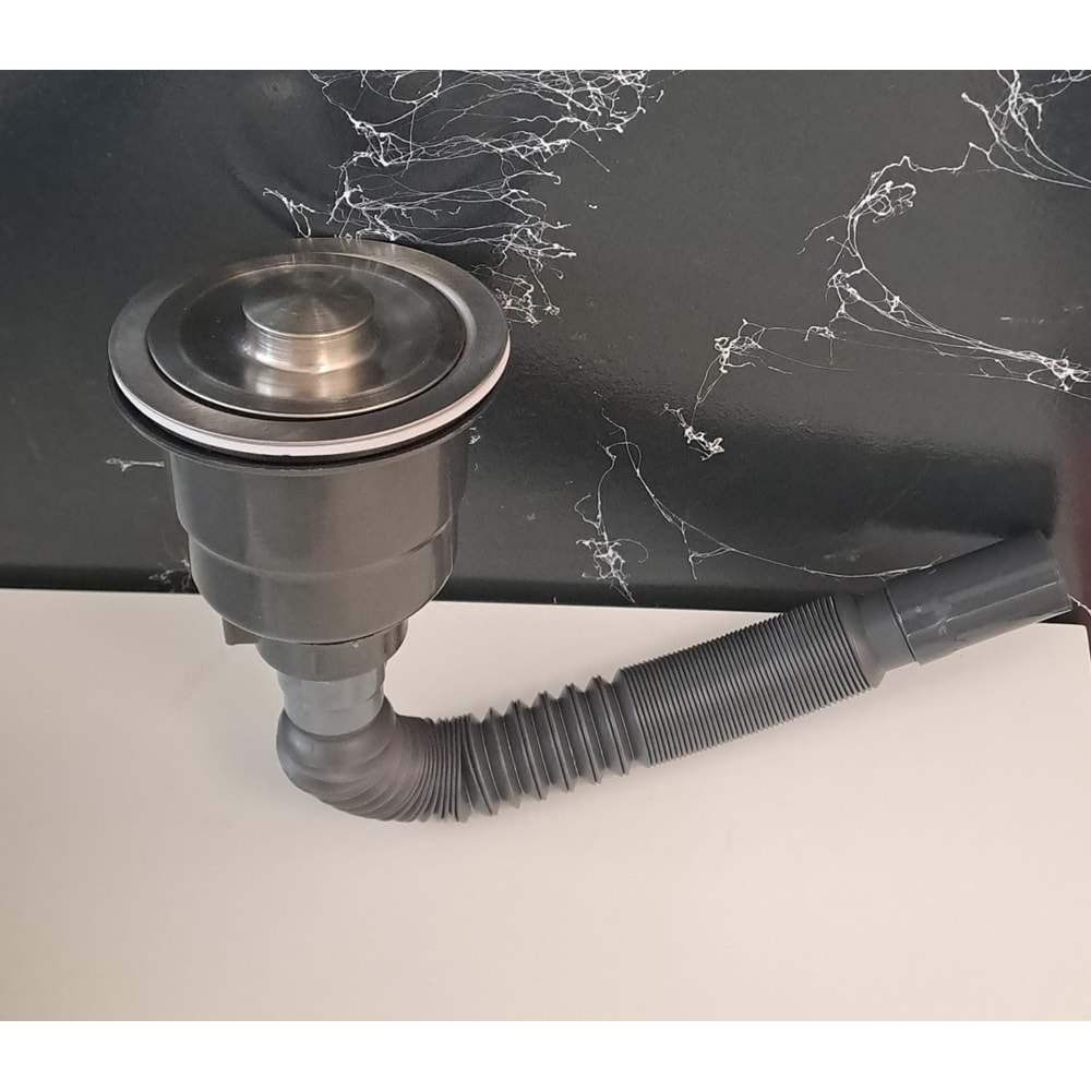 KÖRÜKLÜ SİFON LÜX ÇÖP MAK ( VİDALI - SEPETLİ - KAPAKLI ) - SÜZGÜ Ø 110 mm - Ø 32 LİK ÇIKIŞLI - GRİ