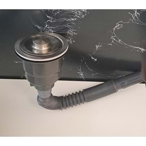 KÖRÜKLÜ SİFON LÜX ÇÖP MAK ( VİDALI - SEPETLİ - KAPAKLI ) - SÜZGÜ Ø 110 mm - Ø 32 LİK ÇIKIŞLI - GRİ