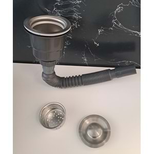 KÖRÜKLÜ SİFON LÜX ÇÖP MAK ( VİDALI - SEPETLİ - KAPAKLI ) - SÜZGÜ Ø 110 mm - Ø 32 LİK ÇIKIŞLI - GRİ