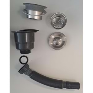 KÖRÜKLÜ SİFON LÜX ÇÖP MAK ( VİDALI - SEPETLİ - KAPAKLI ) - SÜZGÜ Ø 110 mm - Ø 32 LİK ÇIKIŞLI - GRİ