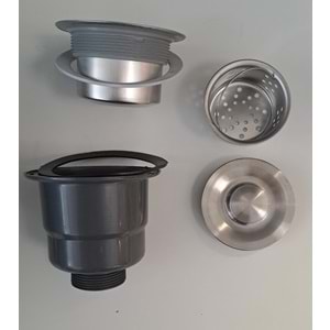 KÖRÜKLÜ SİFON LÜX ÇÖP MAK ( VİDALI - SEPETLİ - KAPAKLI ) - SÜZGÜ Ø 110 mm - Ø 32 LİK ÇIKIŞLI - GRİ