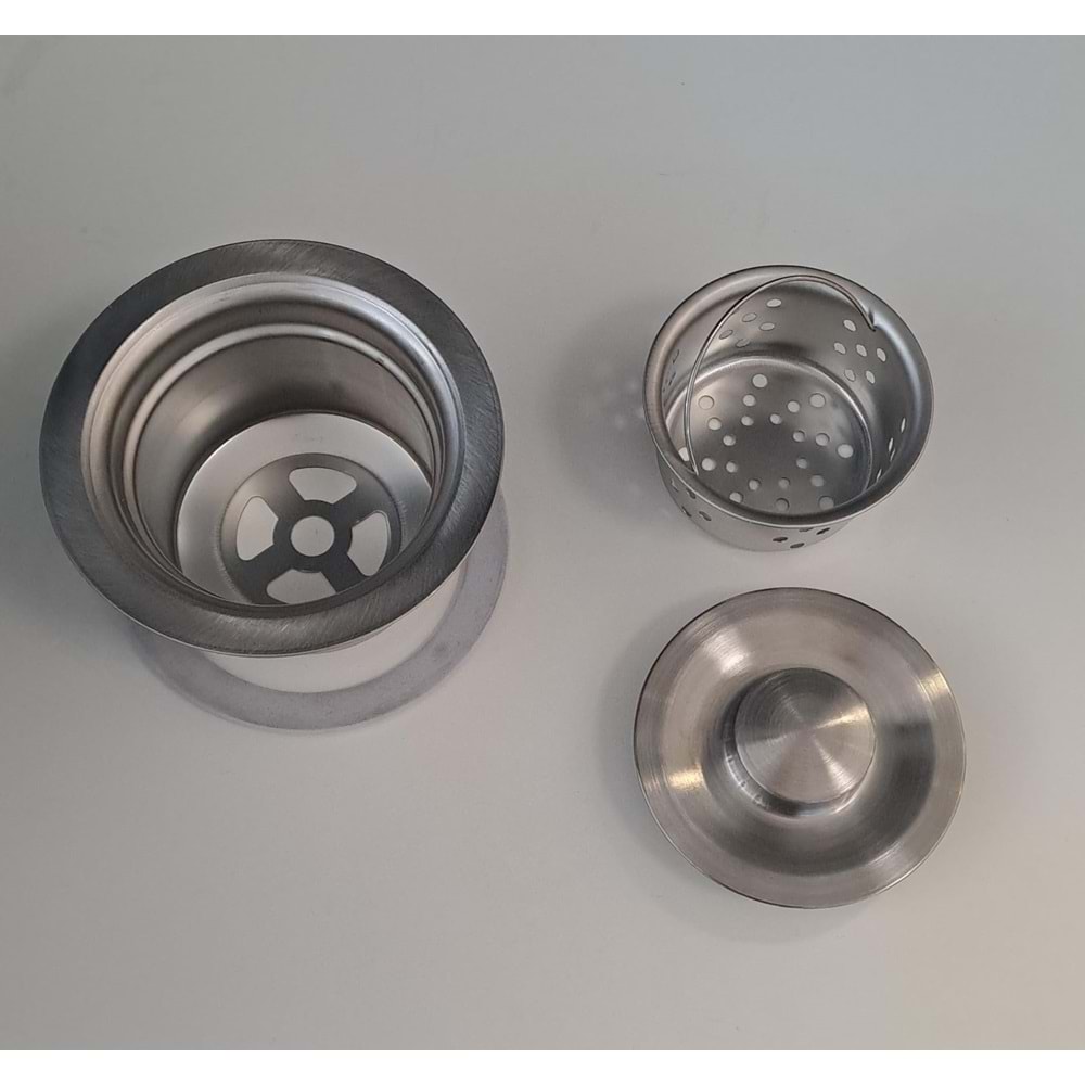 KÖRÜKLÜ SİFON LÜX ÇÖP MAK ( VİDALI - SEPETLİ - KAPAKLI ) - SÜZGÜ Ø 110 mm - Ø 32 LİK ÇIKIŞLI - GRİ