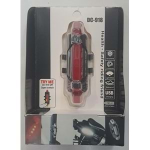 ŞARJLI BİSİKLET IŞIĞI LED ÇOK FONKSİYONLU USB GİRİŞLİ - KIRMIZI