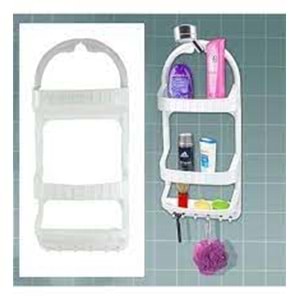 DÜNYA ŞAMPUANLIK 3 LÜ PLASTİK BANYO KÖŞE RAFI ( ASKILI VE VANTUZLU )( 26,5 x 62 x 13 cm )