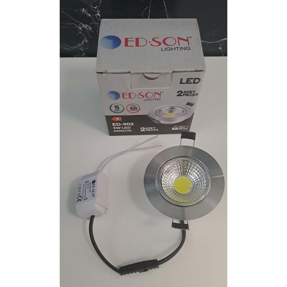 ED-SON 5 WATT COB LED SPOT ALÜMİNYUM KROM KASA BEYAZ IŞIK 500lm 6500K