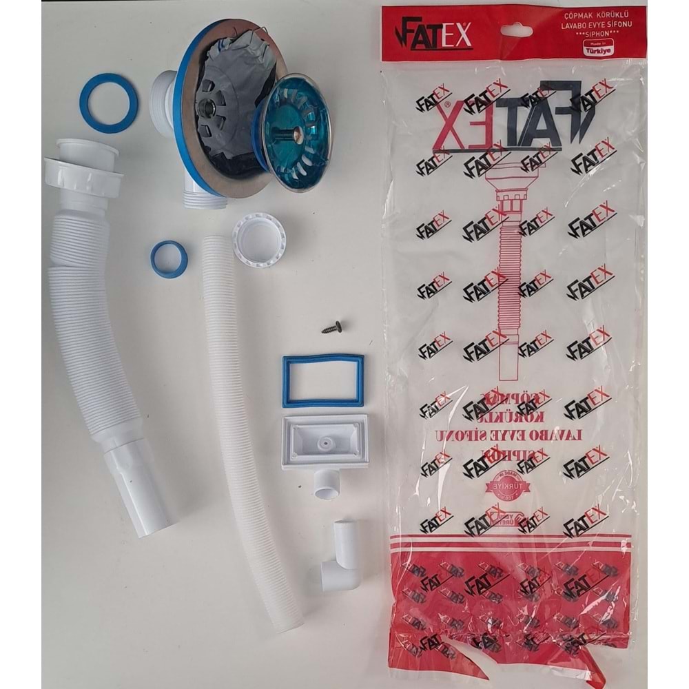 FATEX LÜX ÇÖP MAK TEKLİ TAŞMALI KÖRÜKLÜ SİFON 110 / Ø 32 LİK ÇIKIŞLI - METAL BİLYALI ( F-104-17 )