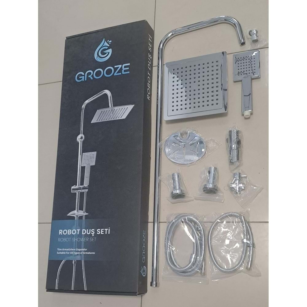 GROOZE ROBOT DUŞ SETİ - FLAT DUŞ SETİ - KENZA - KOMPLE KROM