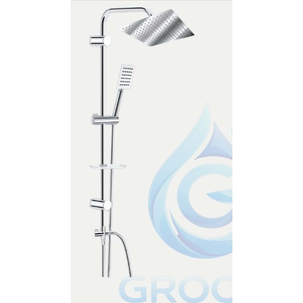 GROOZE ROBOT DUŞ SETİ - FLAT DUŞ SETİ - VEGA - 304 KROM METAL TEPE VE EL DUŞU