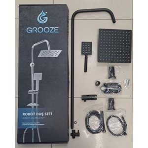 GROOZE ROBOT DUŞ SETİ - FLAT DUŞ SETİ - NEXA - 304 MAT SİYAH METAL TEPE VE EL DUŞU