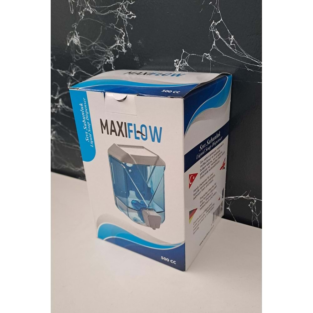 MAXIFLOW PLASTİK SIVI SABUNLUK - ŞEFFAF MAVİ 500 ml ( 13434 )