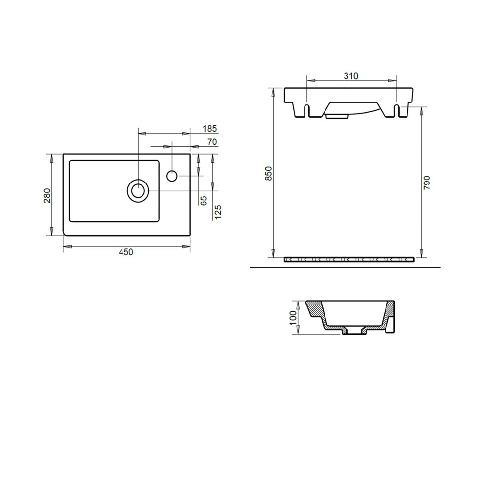 İDA ETEJERLİ LAVABO 28X45cm TURAVİT