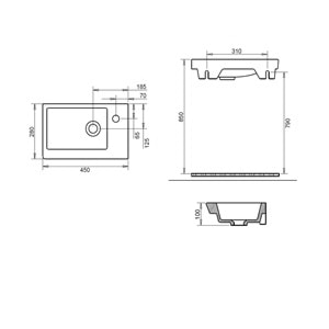 İDA ETEJERLİ LAVABO 28X45cm TURAVİT