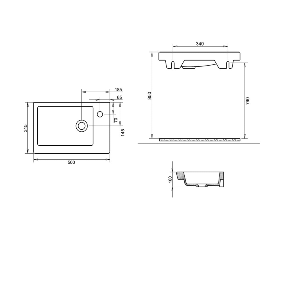 İDA ETEJERLİ LAVABO 32X50cm TURAVİT