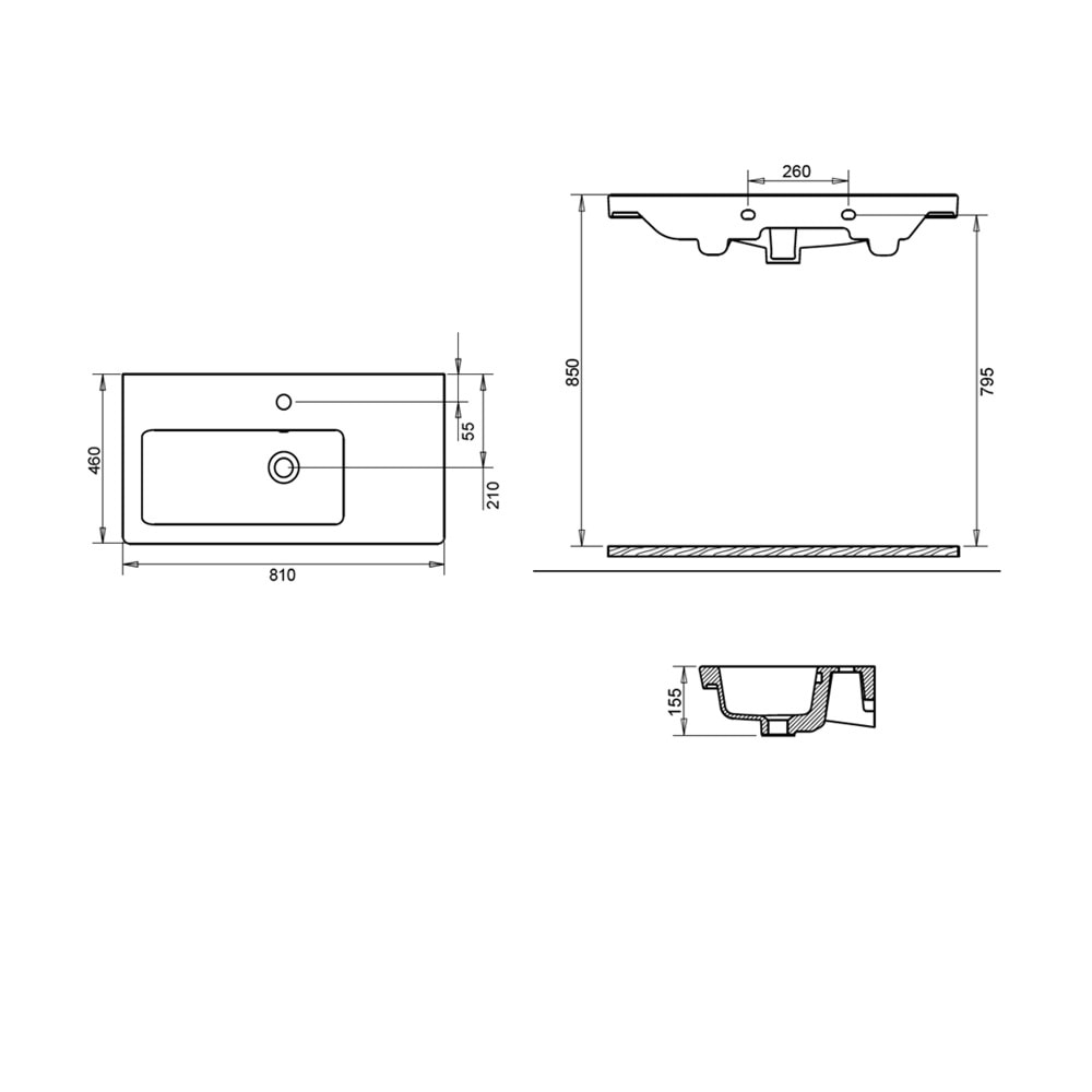 İDA ETEJERLİ LAVABO 46x80cm TURAVİT