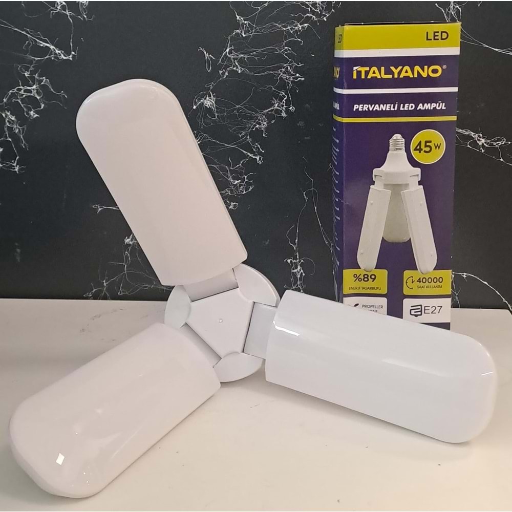 İTALYANO PERVANE 3 KANAT KATLANIR LED AMPUL 45 W 7000K BEYAZ IŞIK E27 DUY