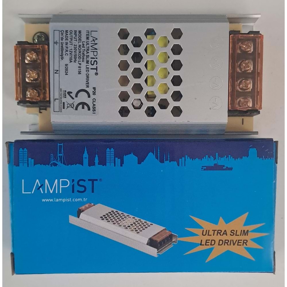 LAMPİST 10A ULTRA SLİM LED TRAFOSU 12V IP20