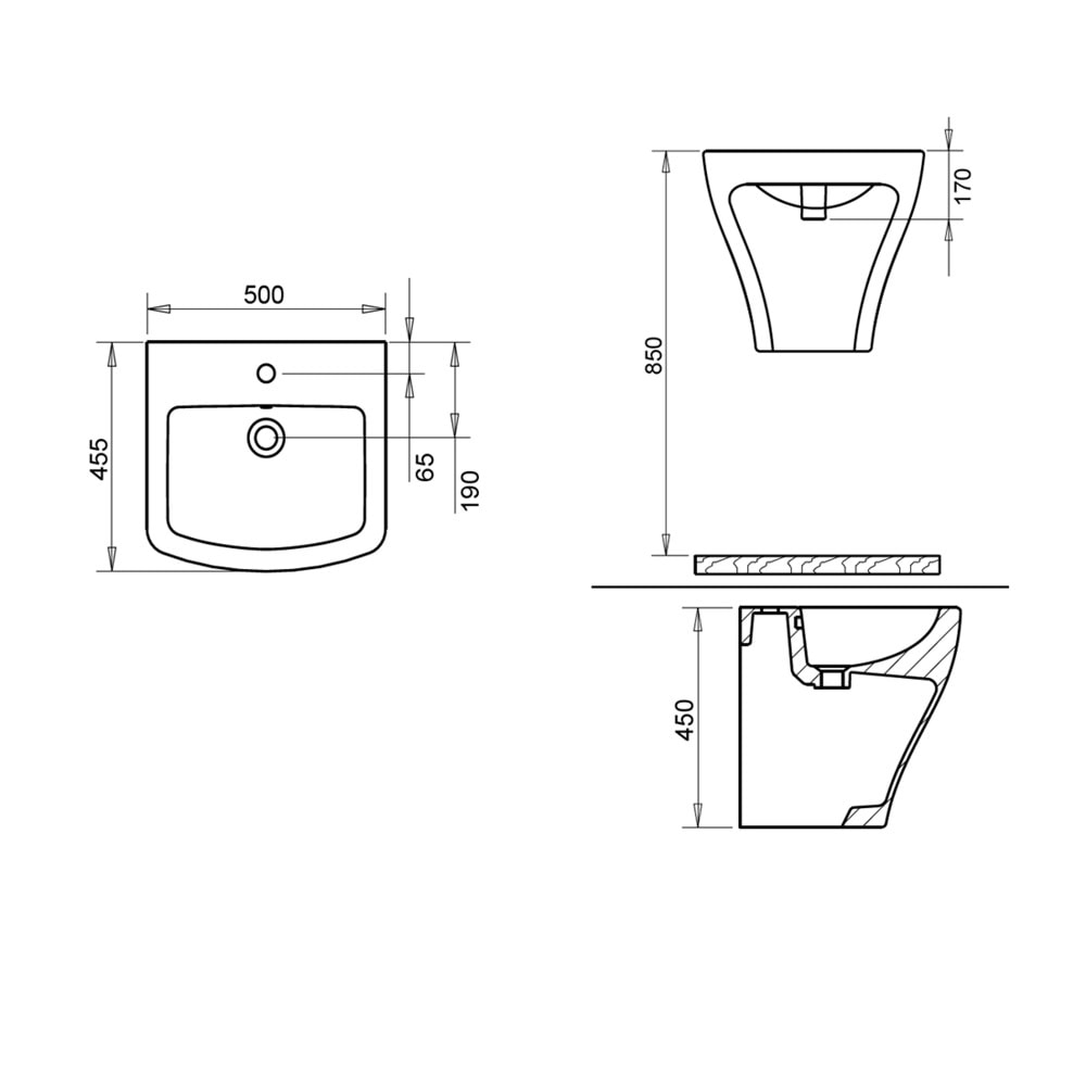 LOTUS MONOBLOK LAVABO 50cm TURAVİT