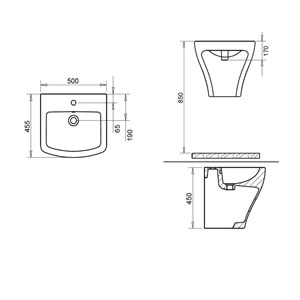 LOTUS MONOBLOK LAVABO 50cm TURAVİT